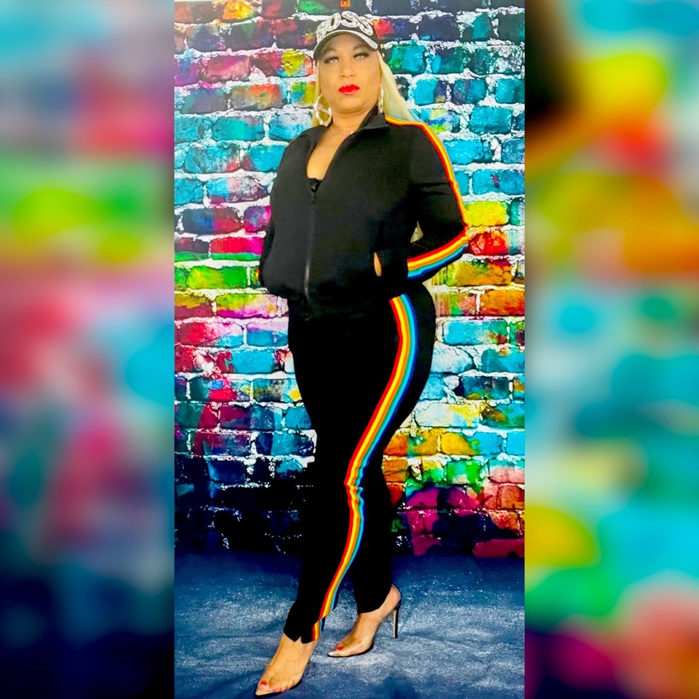Black Rainbow Stripe Tracksuit